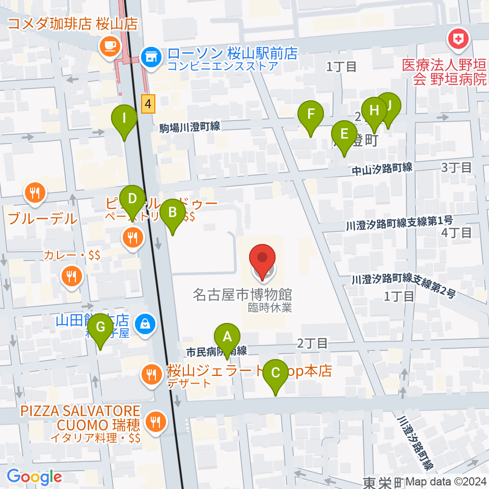 名古屋市博物館周辺の駐車場・コインパーキング一覧地図