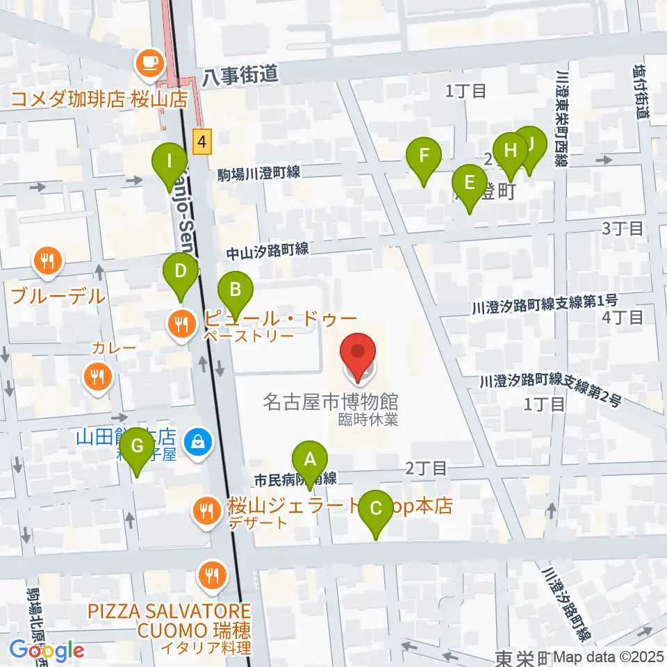 名古屋市博物館周辺の駐車場・コインパーキング一覧地図