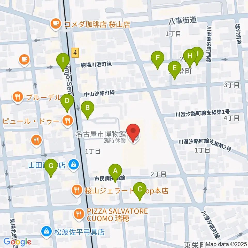 名古屋市博物館周辺の駐車場・コインパーキング一覧地図