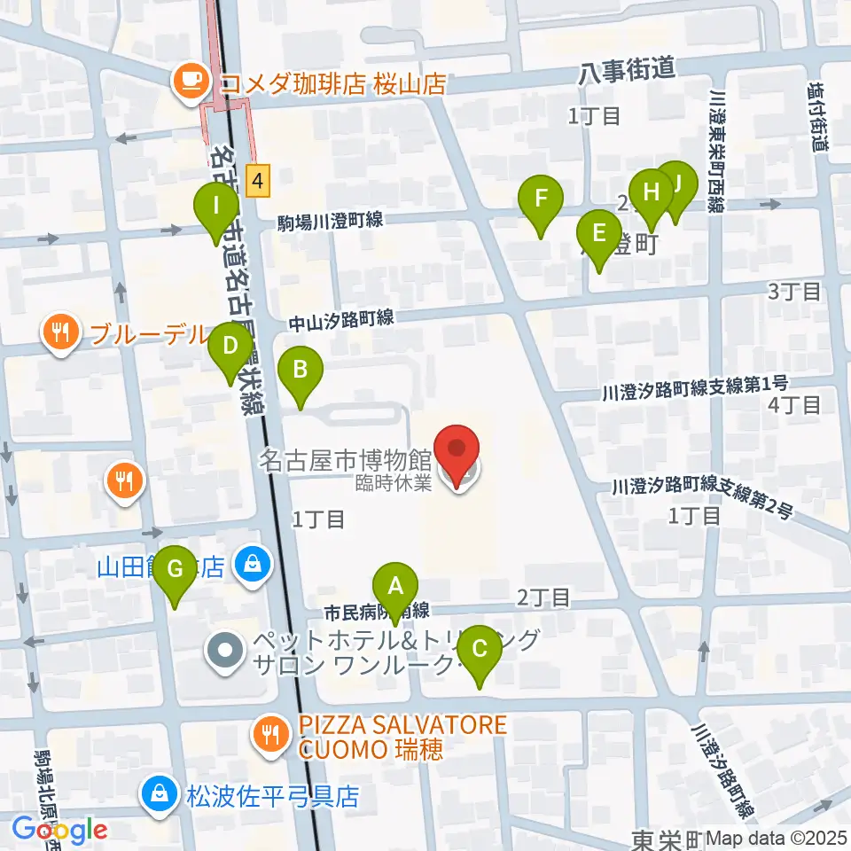 名古屋市博物館周辺の駐車場・コインパーキング一覧地図