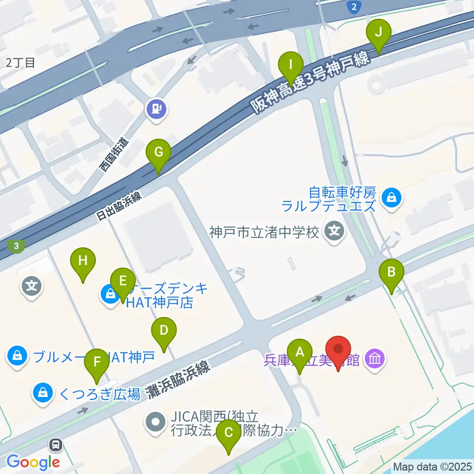 兵庫県立美術館周辺の駐車場・コインパーキング一覧地図