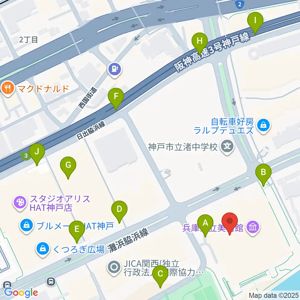 兵庫県立美術館周辺の駐車場・コインパーキング一覧地図