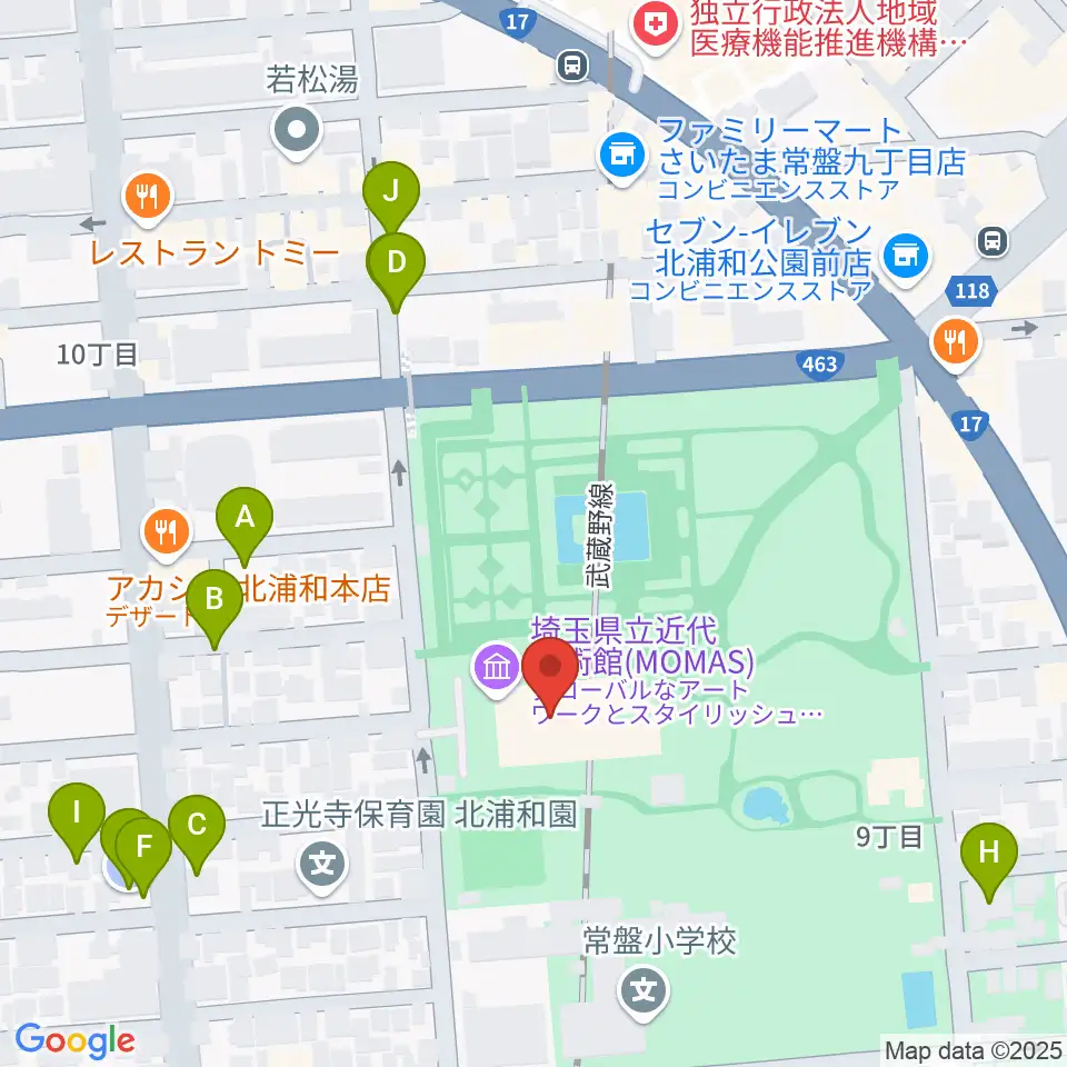 埼玉県立近代美術館周辺の駐車場・コインパーキング一覧地図
