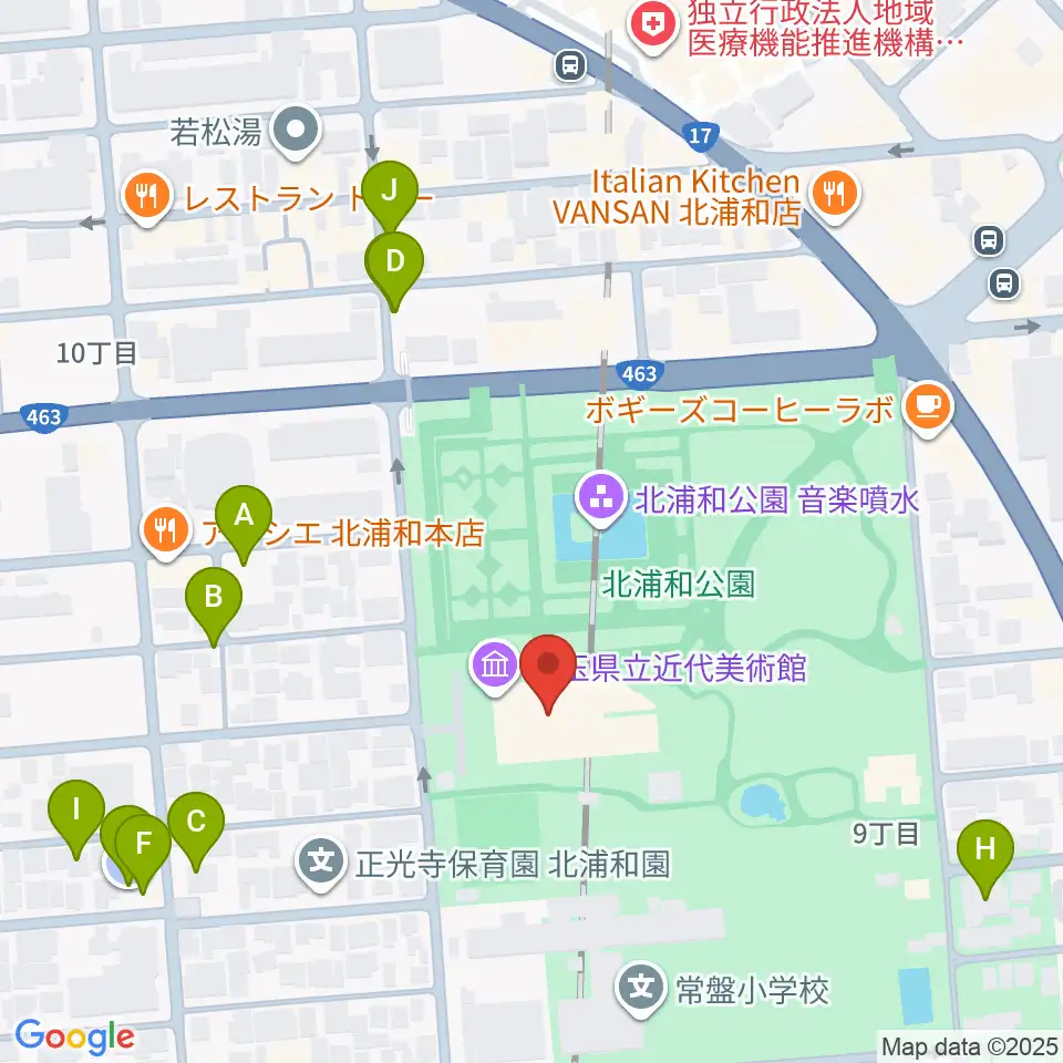 埼玉県立近代美術館周辺の駐車場・コインパーキング一覧地図