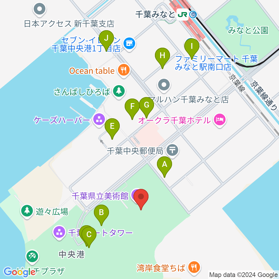 千葉県立美術館周辺の駐車場・コインパーキング一覧地図