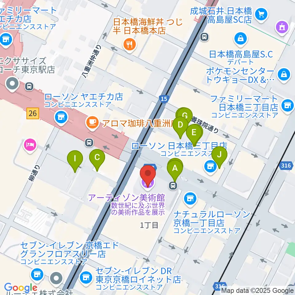 アーティゾン美術館周辺の駐車場・コインパーキング一覧地図