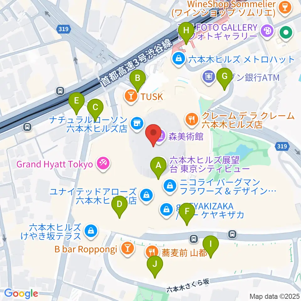 森美術館周辺の駐車場・コインパーキング一覧地図