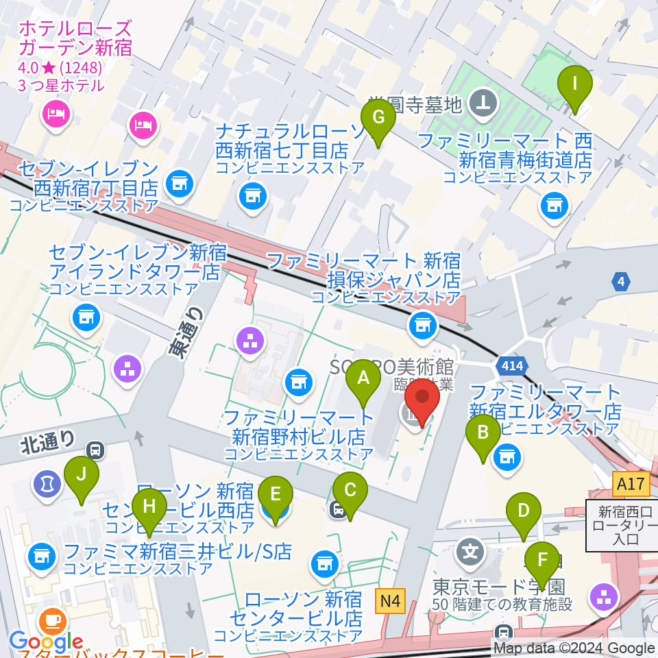 SOMPO美術館周辺の駐車場・コインパーキング一覧地図