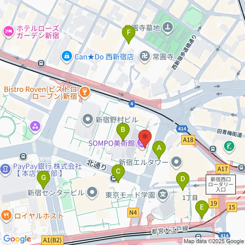 SOMPO美術館周辺の駐車場・コインパーキング一覧地図