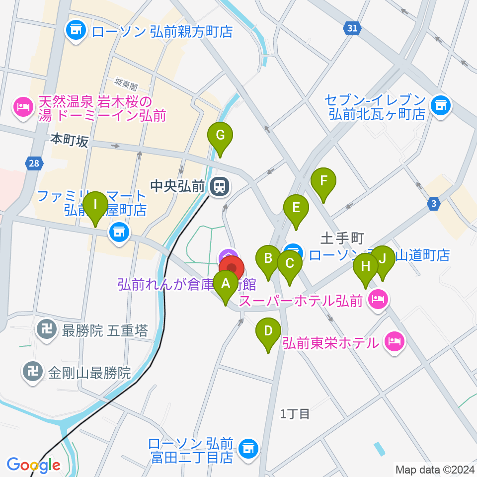 弘前れんが倉庫美術館周辺の駐車場・コインパーキング一覧地図