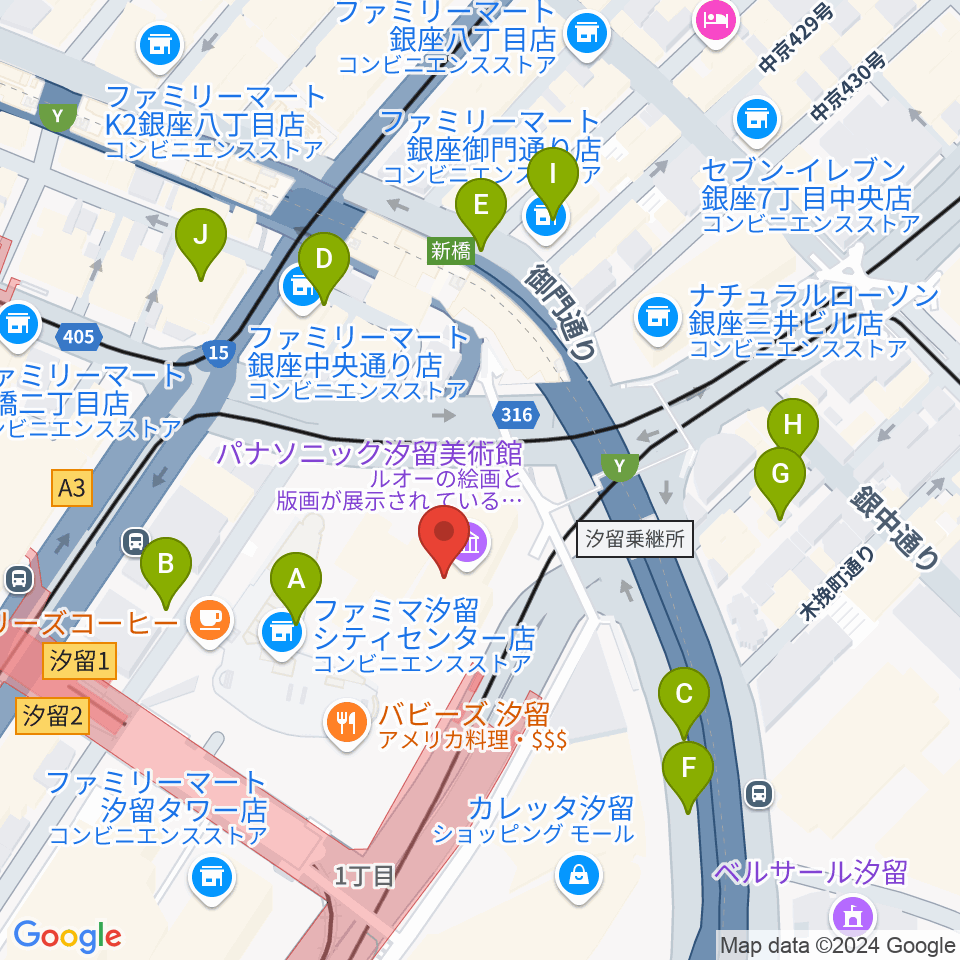 パナソニック汐留美術館周辺の駐車場・コインパーキング一覧地図