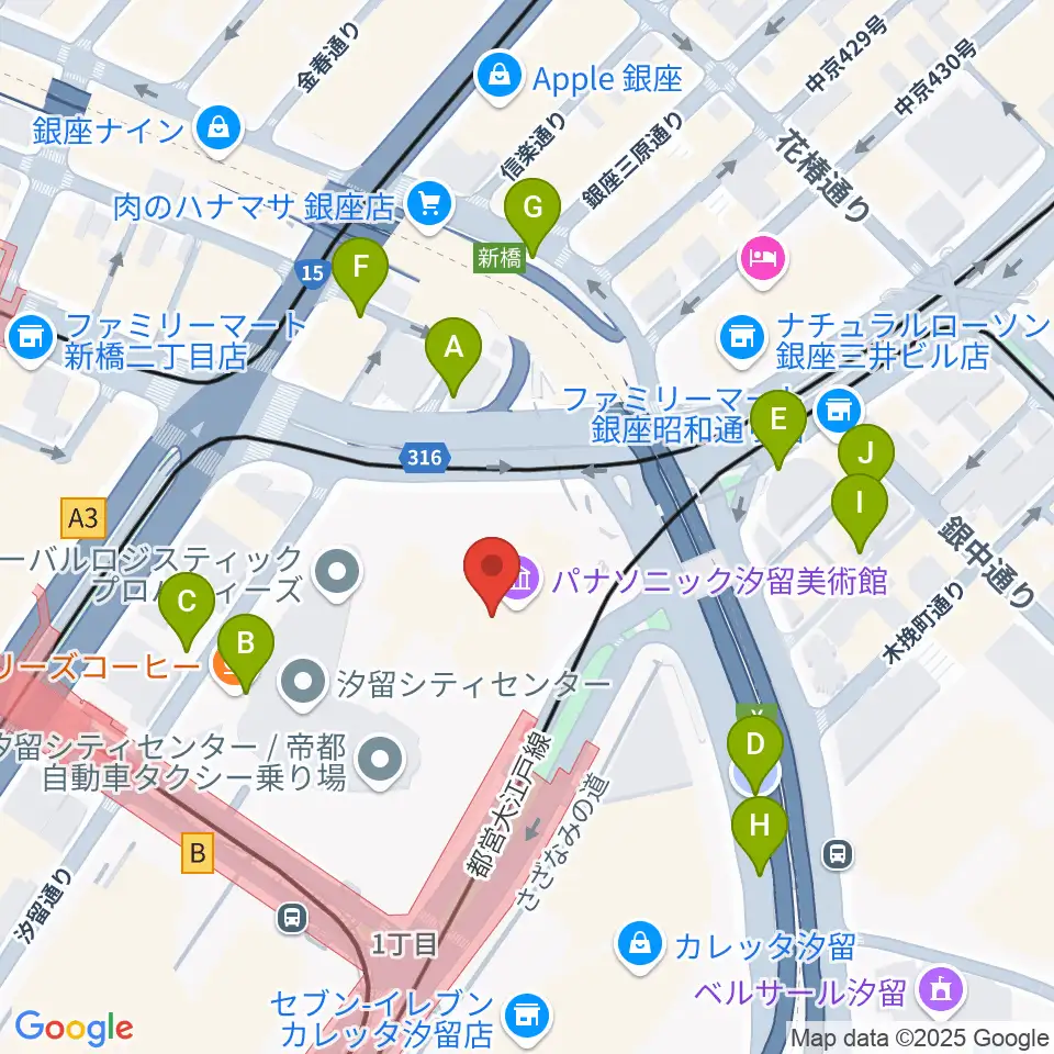 パナソニック汐留美術館周辺の駐車場・コインパーキング一覧地図