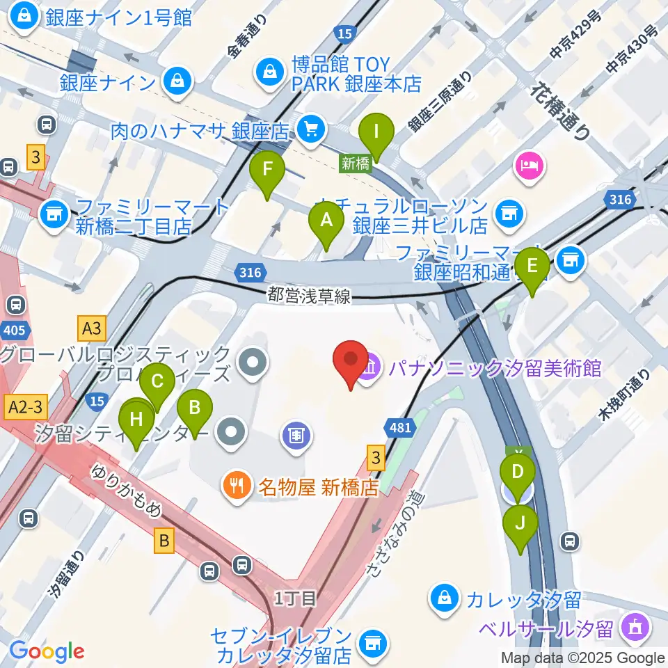 パナソニック汐留美術館周辺の駐車場・コインパーキング一覧地図