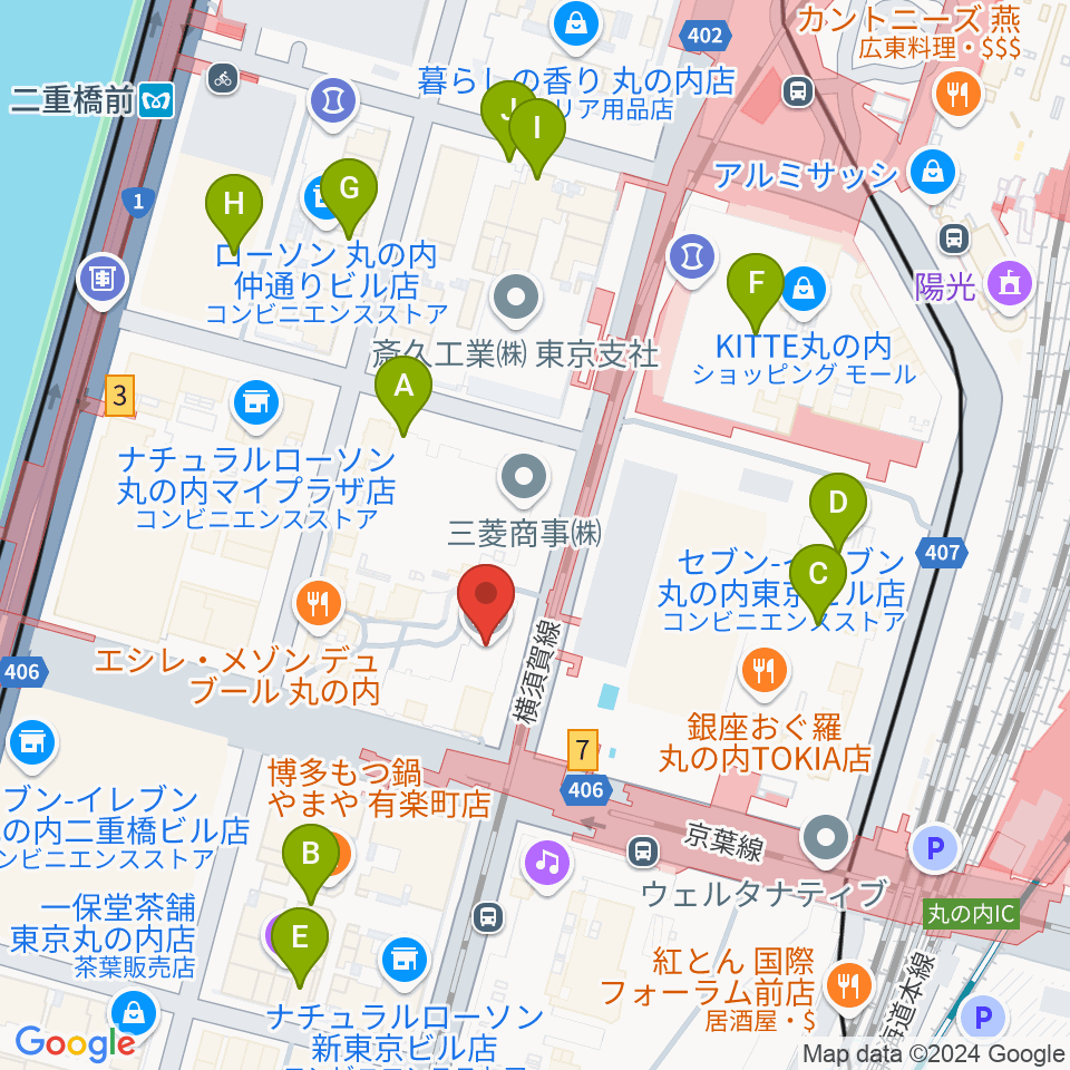 三菱一号館美術館周辺の駐車場・コインパーキング一覧地図