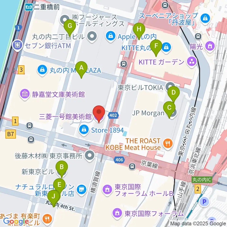 三菱一号館美術館周辺の駐車場・コインパーキング一覧地図