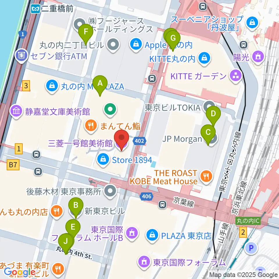 三菱一号館美術館周辺の駐車場・コインパーキング一覧地図