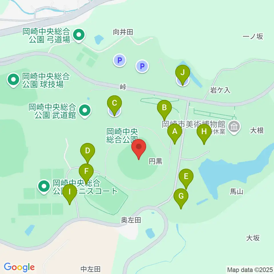 岡崎レッドダイヤモンドスタジアム周辺の駐車場・コインパーキング一覧地図
