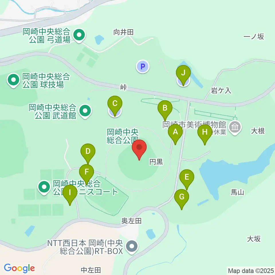 岡崎レッドダイヤモンドスタジアム周辺の駐車場・コインパーキング一覧地図