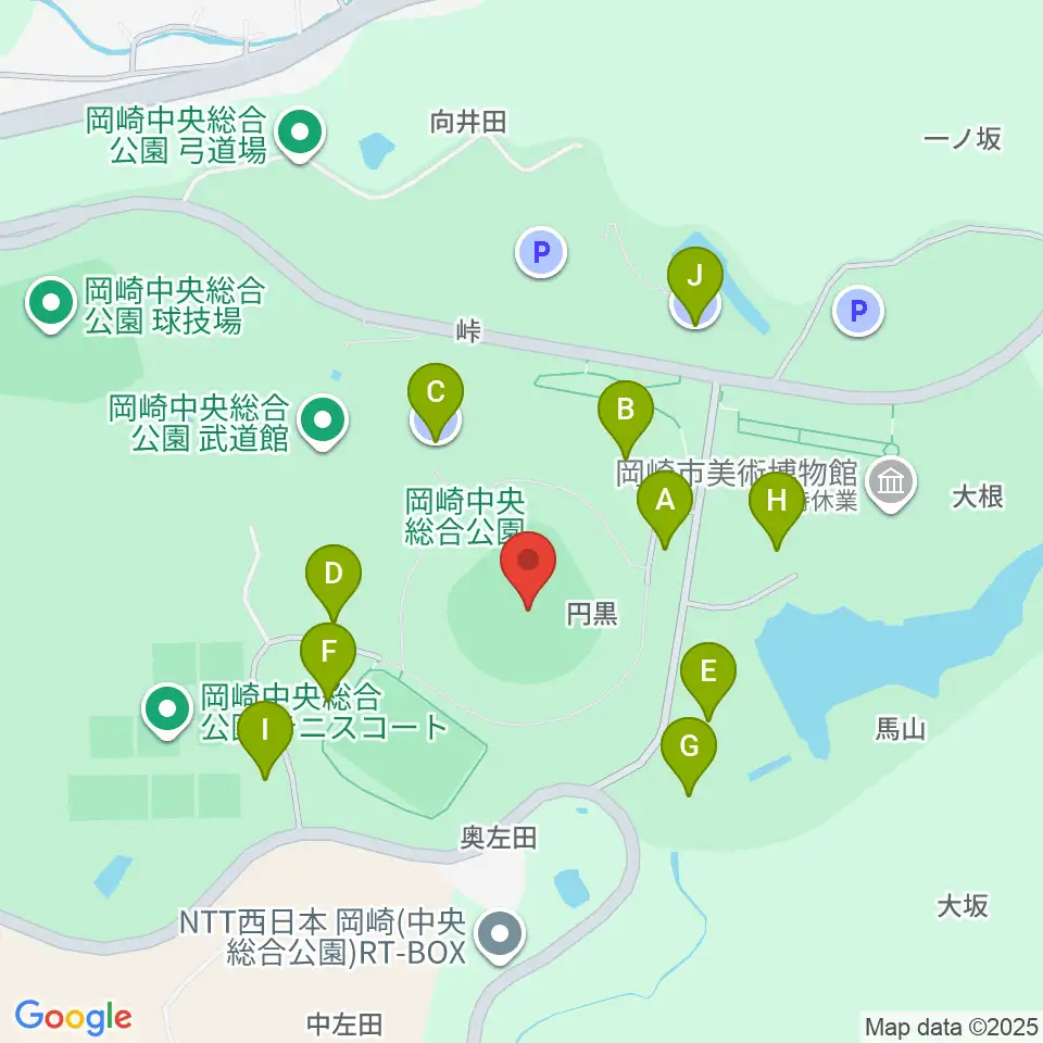 岡崎レッドダイヤモンドスタジアム周辺の駐車場・コインパーキング一覧地図