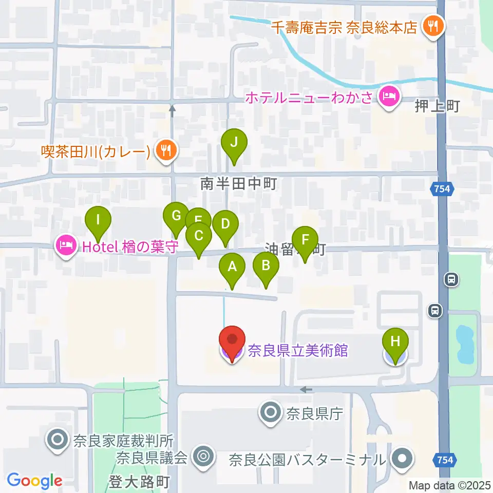 奈良県立美術館周辺の駐車場・コインパーキング一覧地図