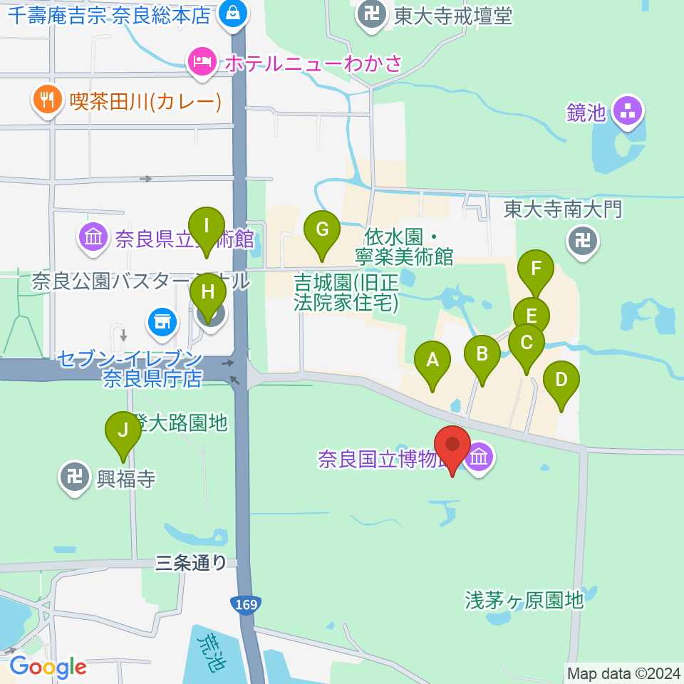 奈良国立博物館周辺の駐車場・コインパーキング一覧地図