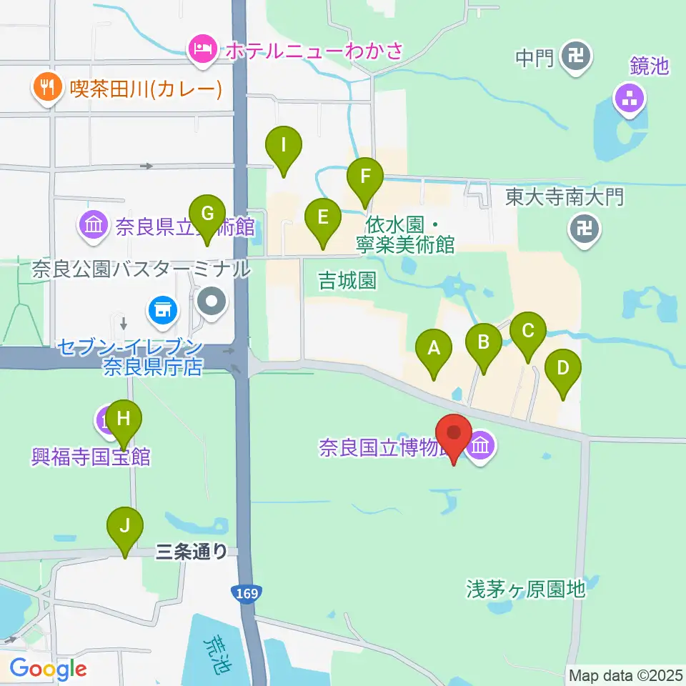 奈良国立博物館周辺の駐車場・コインパーキング一覧地図