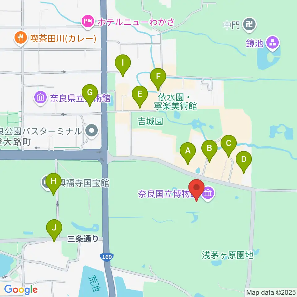奈良国立博物館周辺の駐車場・コインパーキング一覧地図