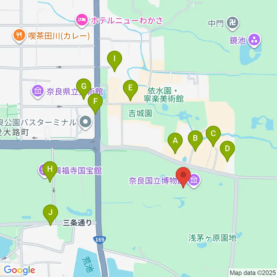 奈良国立博物館周辺の駐車場・コインパーキング一覧地図