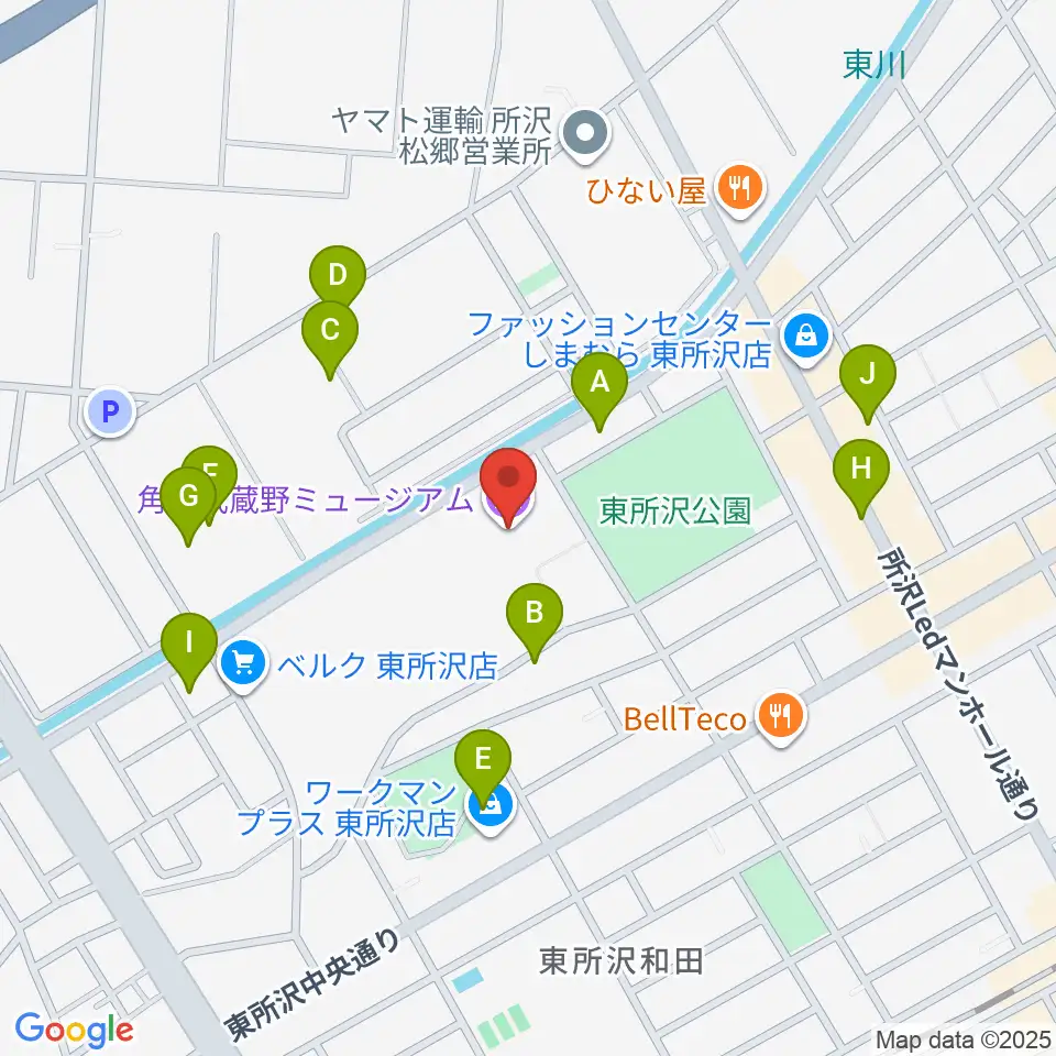 角川武蔵野ミュージアム周辺の駐車場・コインパーキング一覧地図