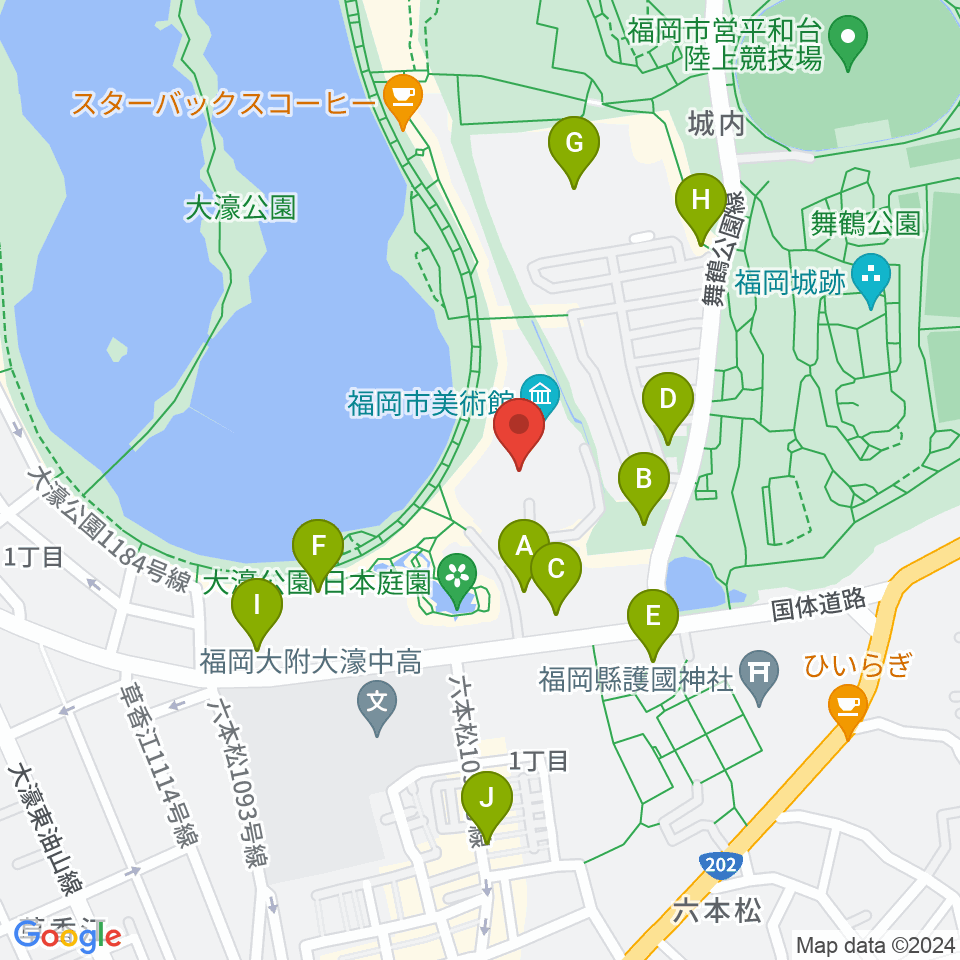 福岡市美術館周辺の駐車場・コインパーキング一覧地図