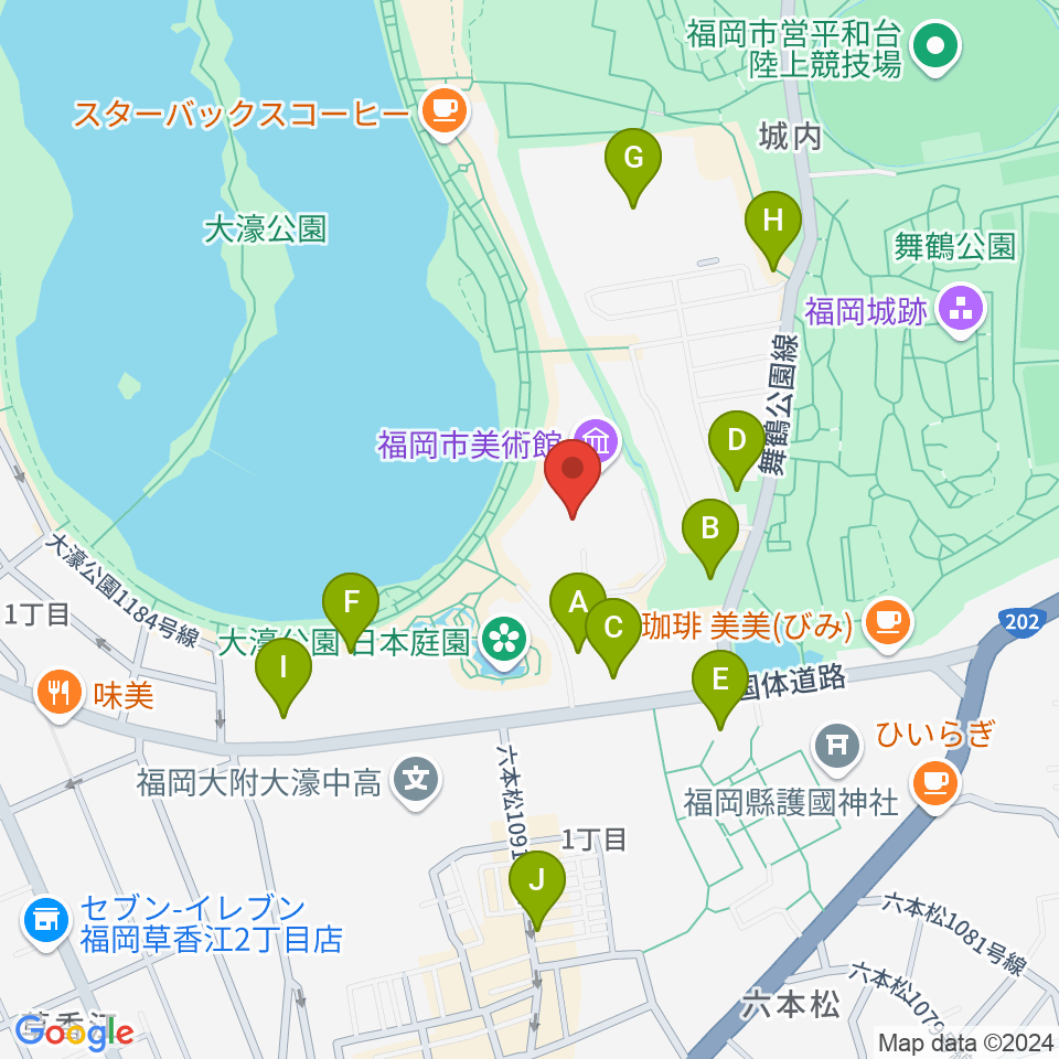 福岡市美術館周辺の駐車場・コインパーキング一覧地図