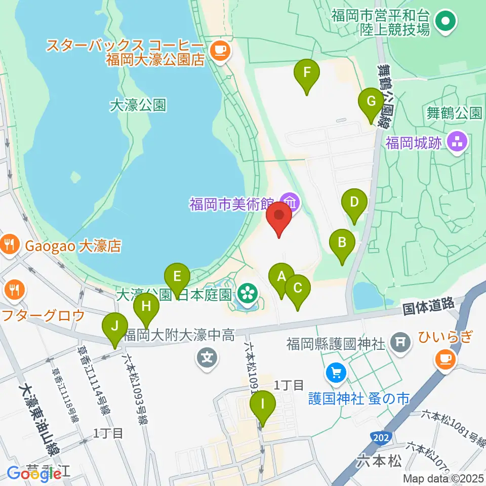 福岡市美術館周辺の駐車場・コインパーキング一覧地図