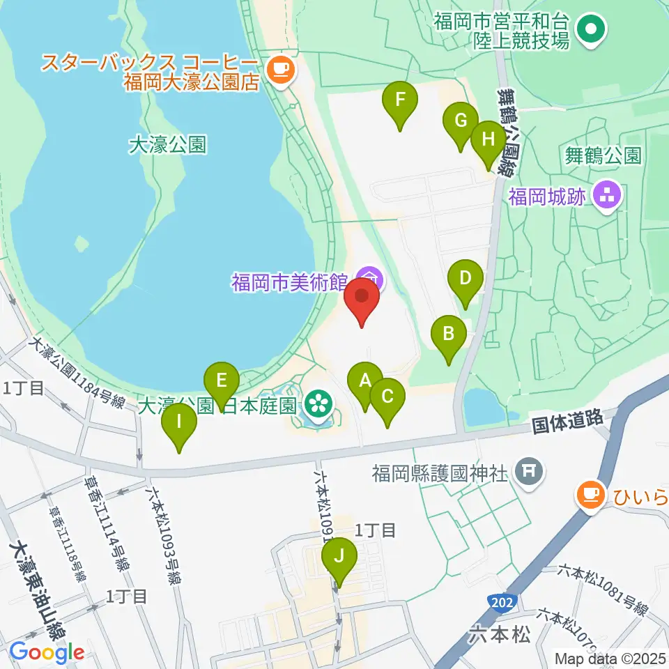 福岡市美術館周辺の駐車場・コインパーキング一覧地図