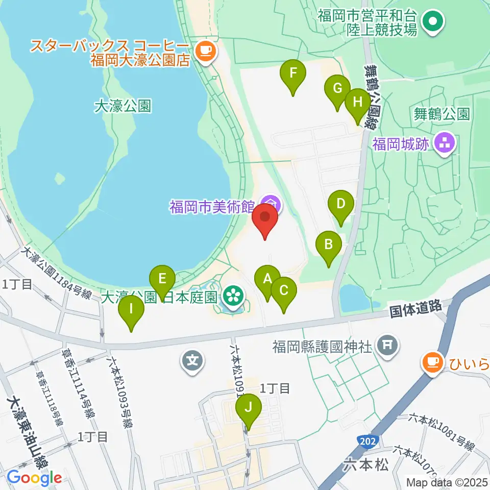 福岡市美術館周辺の駐車場・コインパーキング一覧地図