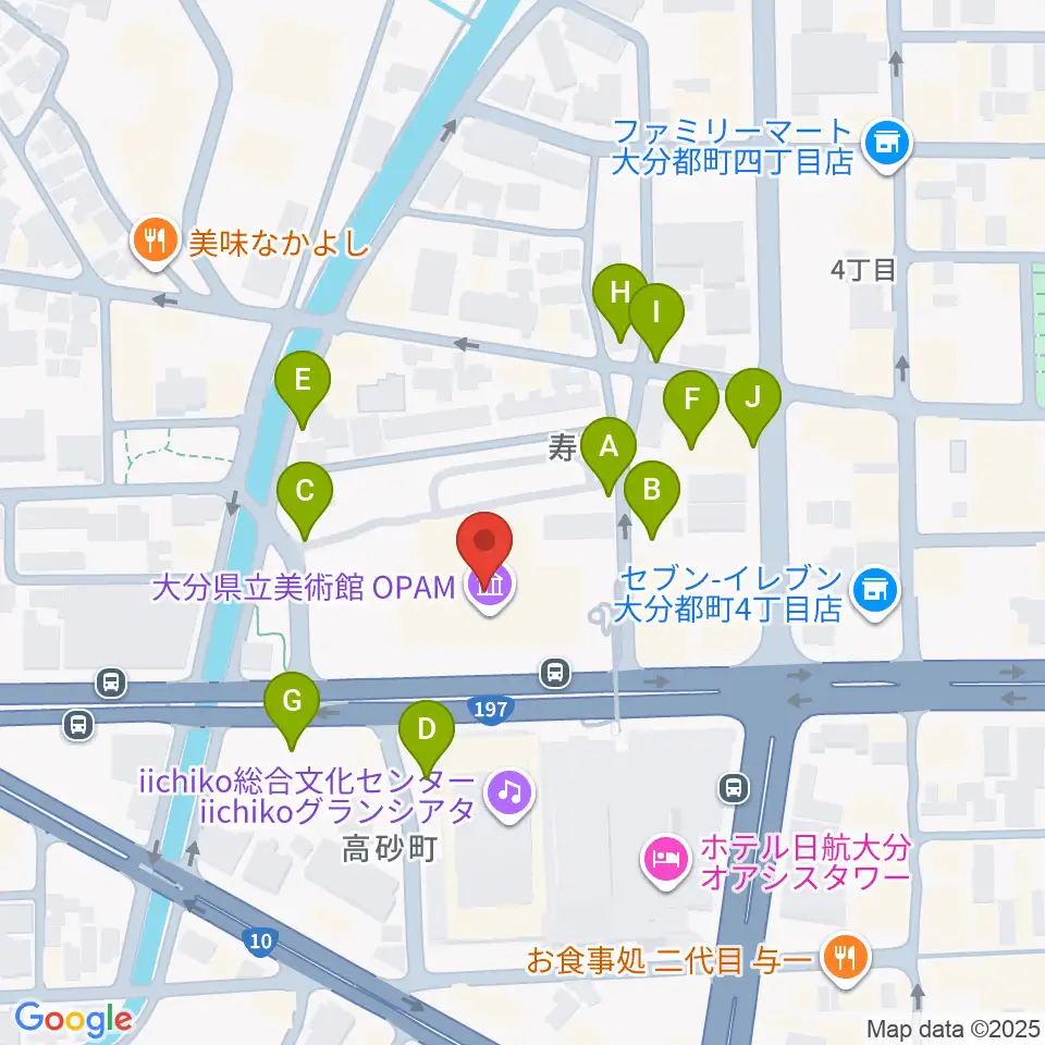 大分県立美術館(OPAM)周辺の駐車場・コインパーキング一覧地図