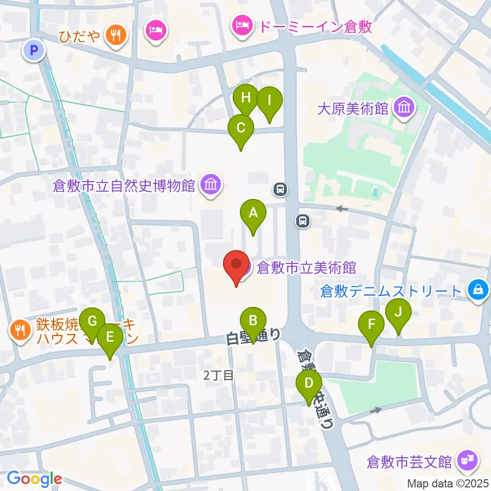倉敷市立美術館周辺の駐車場・コインパーキング一覧地図