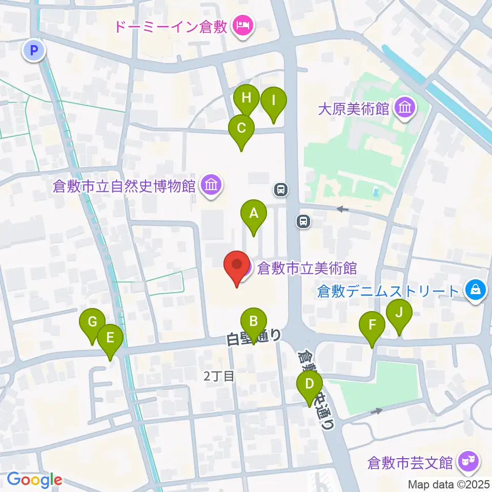 倉敷市立美術館周辺の駐車場・コインパーキング一覧地図