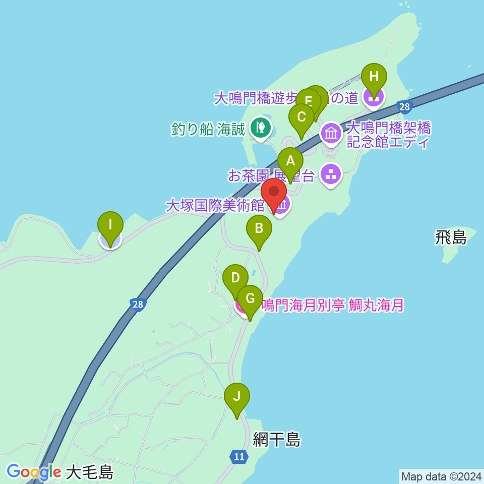 大塚国際美術館周辺の駐車場・コインパーキング一覧地図