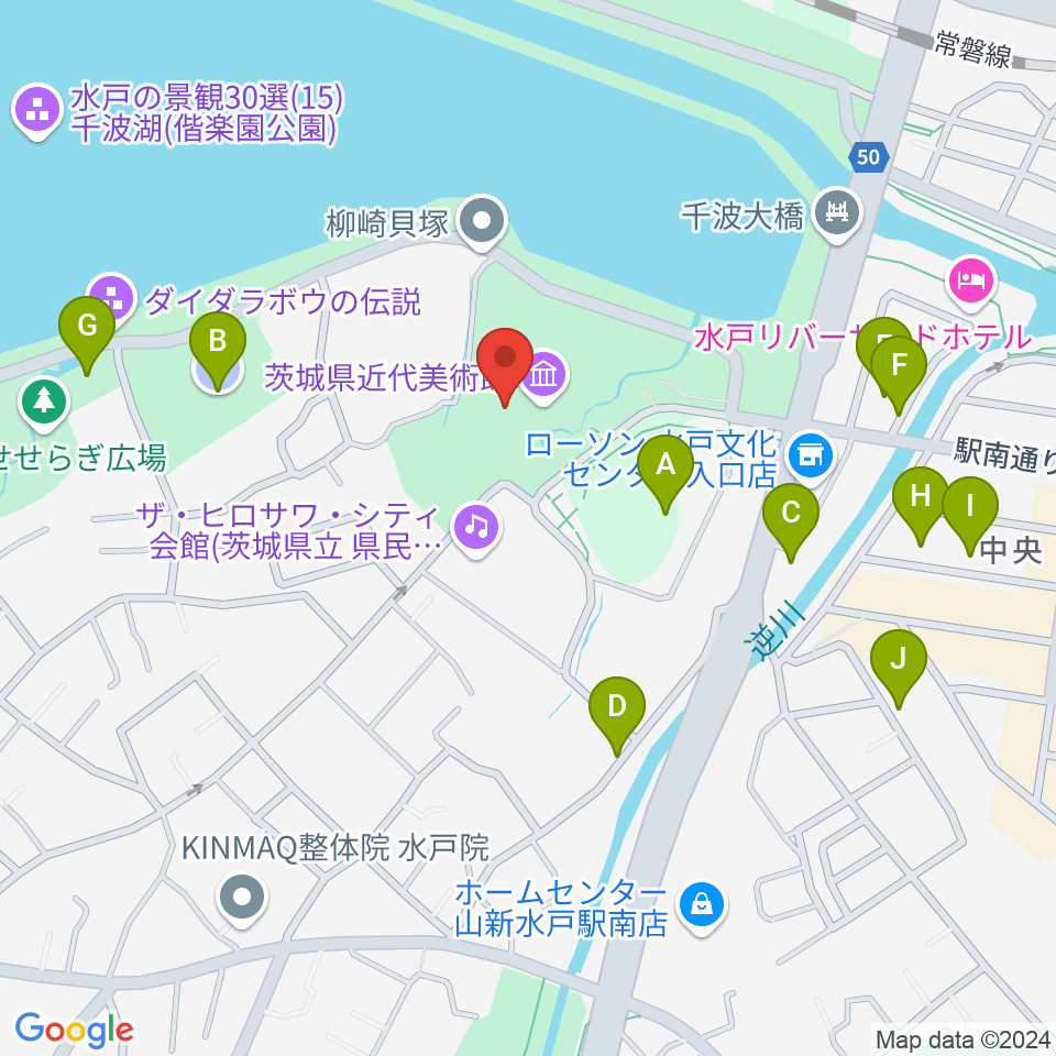 茨城県近代美術館周辺の駐車場・コインパーキング一覧地図