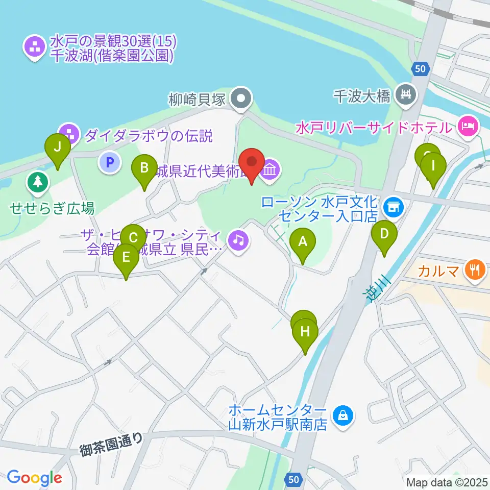 茨城県近代美術館周辺の駐車場・コインパーキング一覧地図