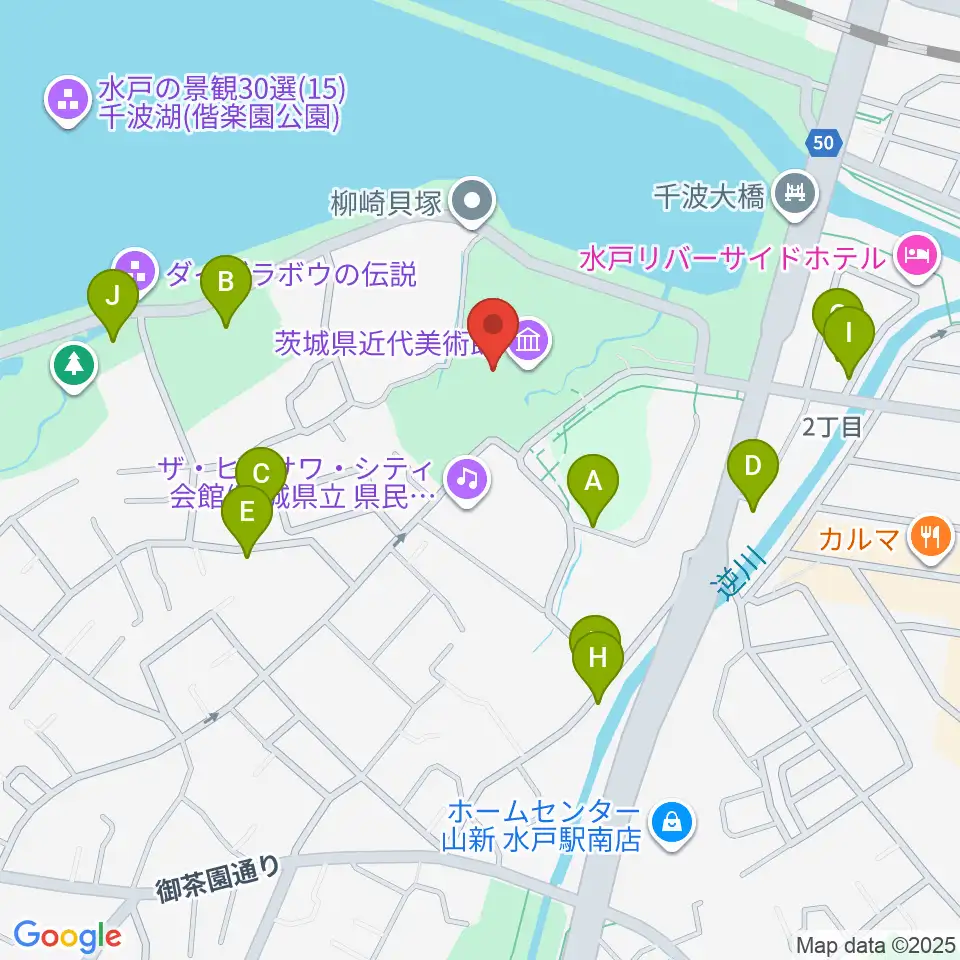 茨城県近代美術館周辺の駐車場・コインパーキング一覧地図