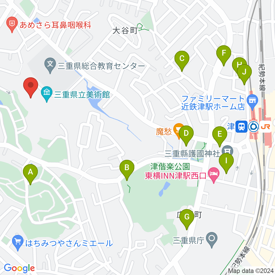 三重県立美術館周辺の駐車場・コインパーキング一覧地図