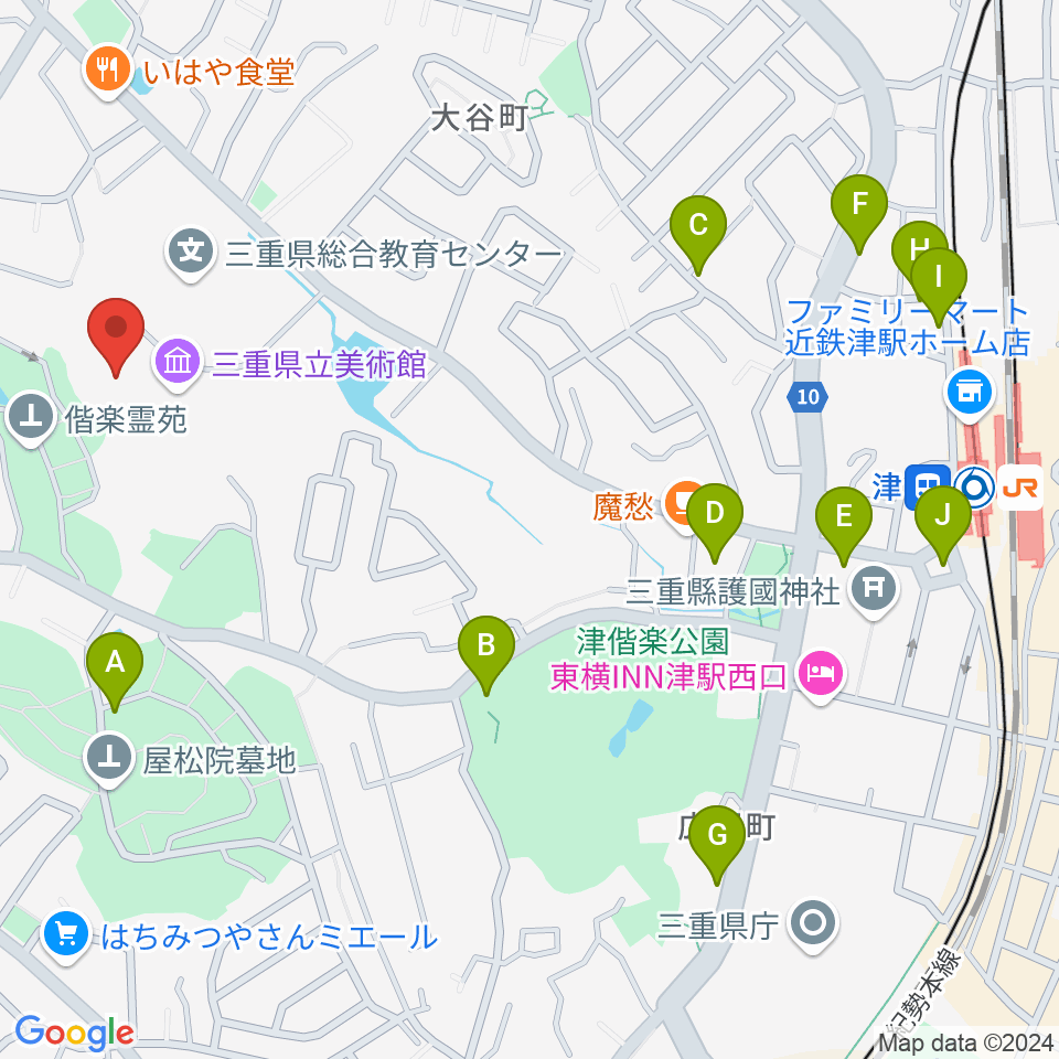 三重県立美術館周辺の駐車場・コインパーキング一覧地図