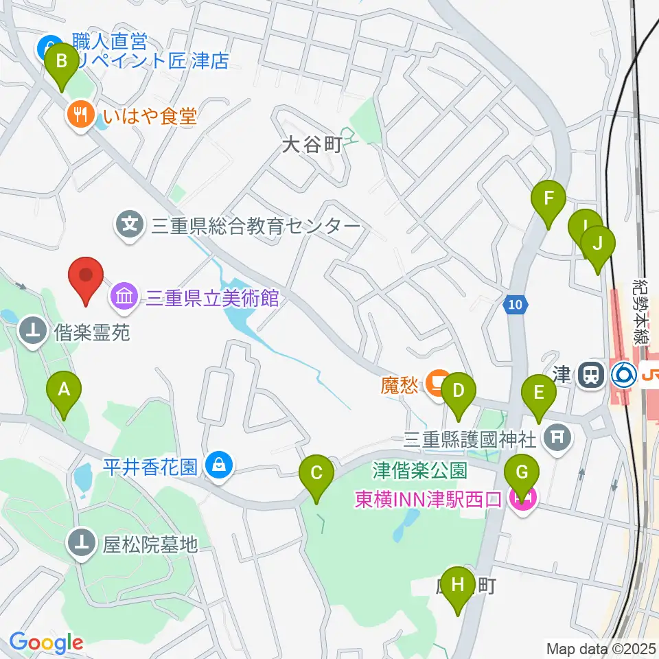 三重県立美術館周辺の駐車場・コインパーキング一覧地図