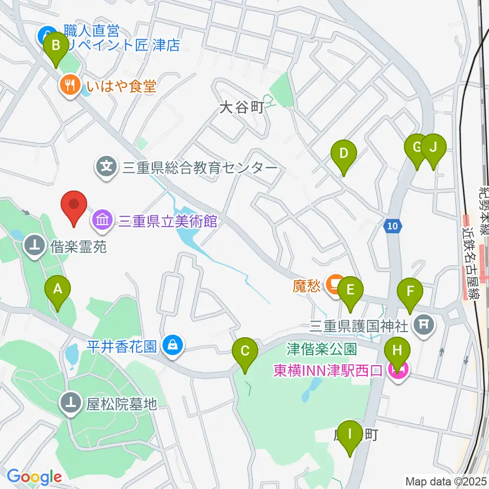 三重県立美術館周辺の駐車場・コインパーキング一覧地図