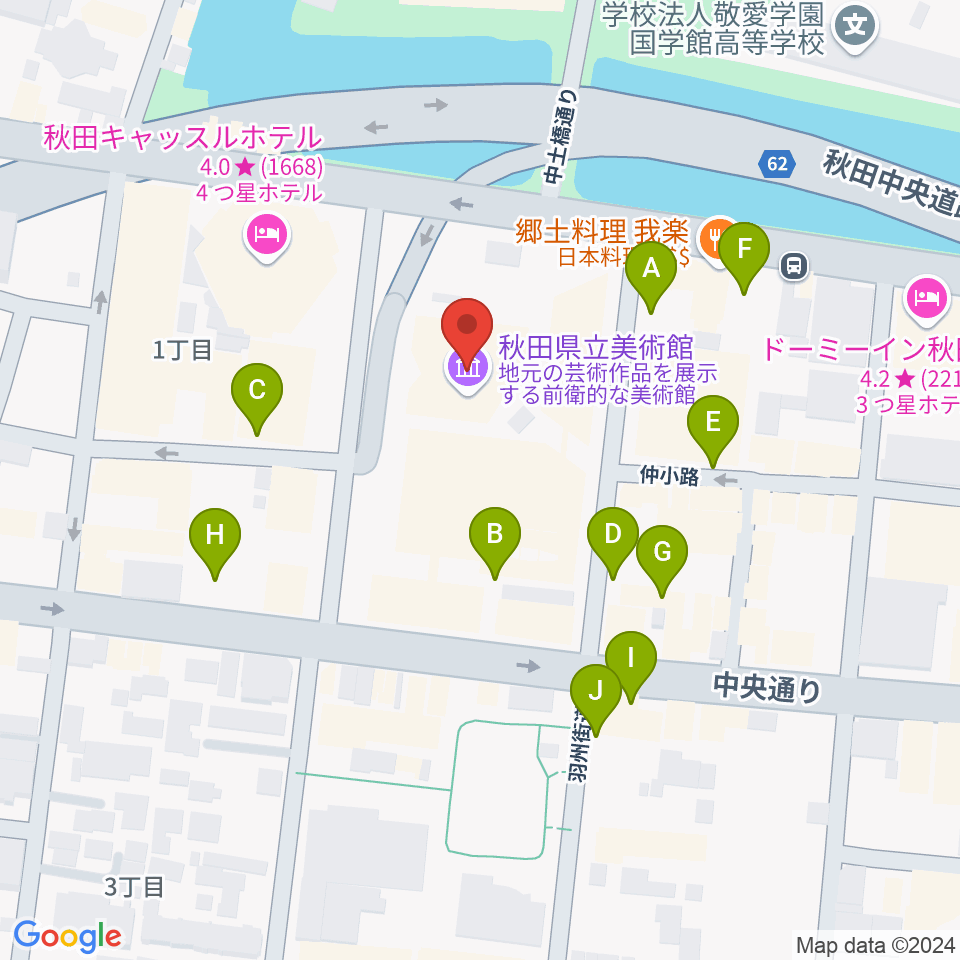 秋田県立美術館周辺の駐車場・コインパーキング一覧地図