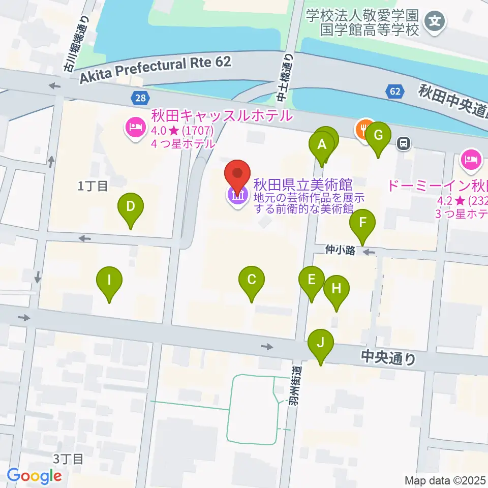 秋田県立美術館周辺の駐車場・コインパーキング一覧地図