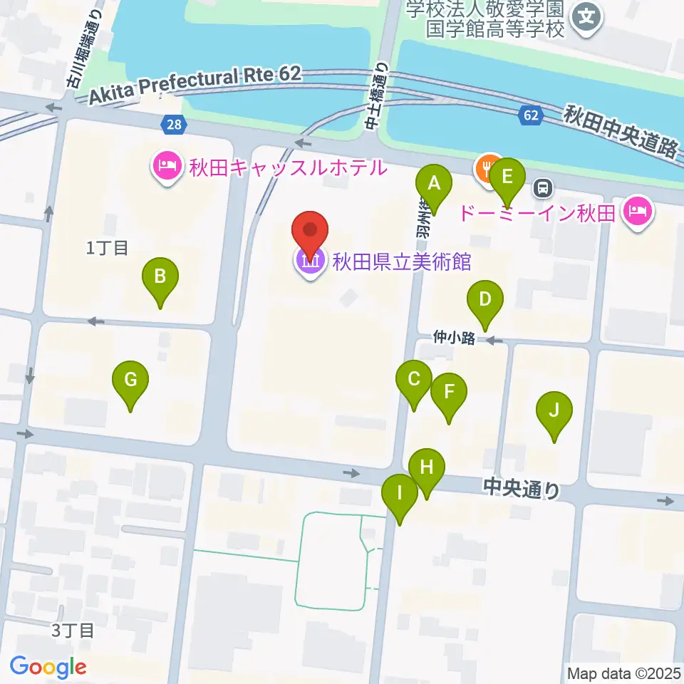 秋田県立美術館周辺の駐車場・コインパーキング一覧地図