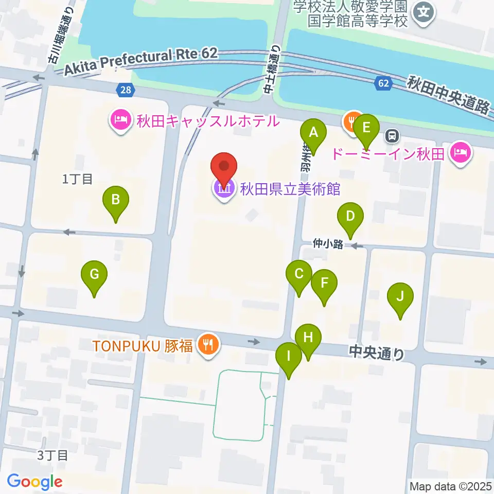 秋田県立美術館周辺の駐車場・コインパーキング一覧地図