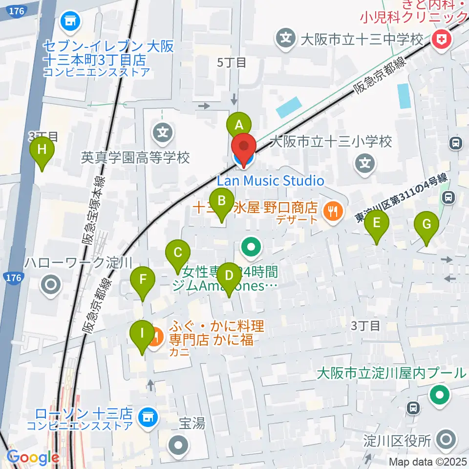Lan Music Studio周辺の駐車場・コインパーキング一覧地図